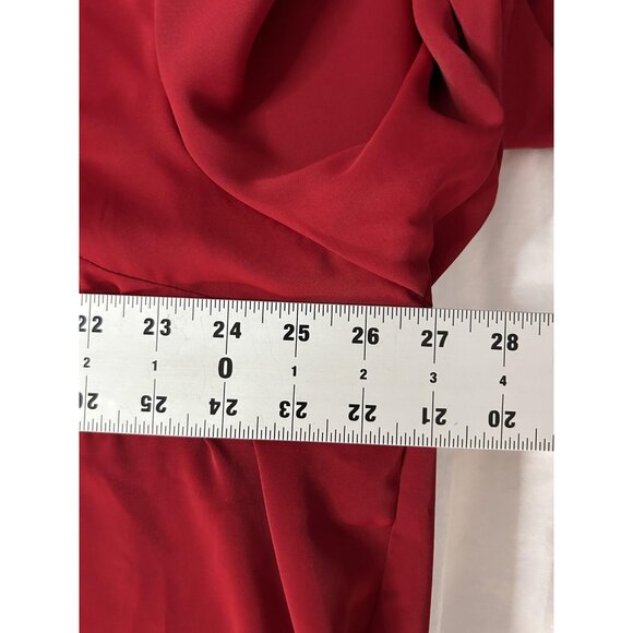 Torrid Harper Blouse Womens 3X Red Split Neck Roll Tab Sleeve High Low Hem - Picture 6 of 14